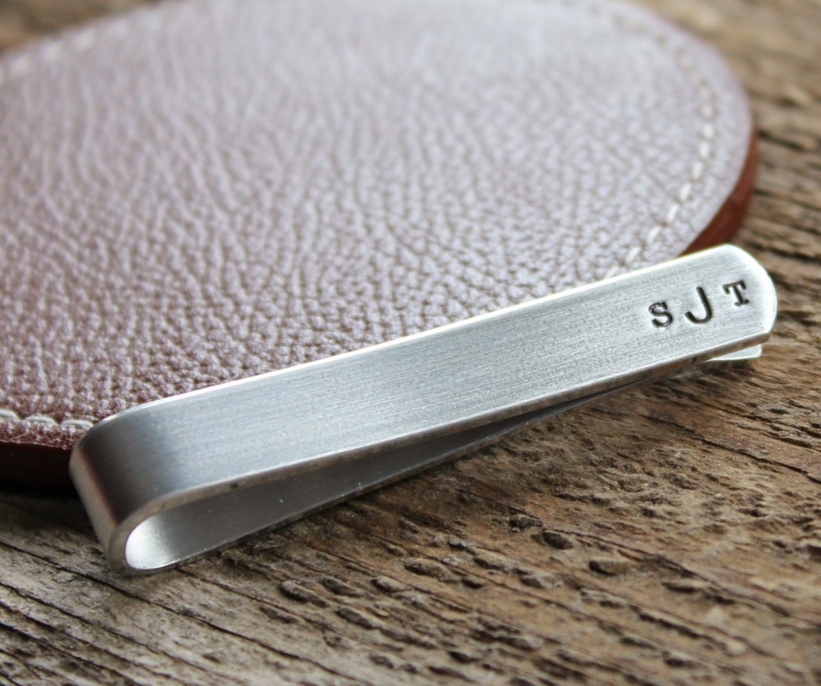 Personalized Men's Tie Bar With Hand Stamped Monogram 2 Sisters